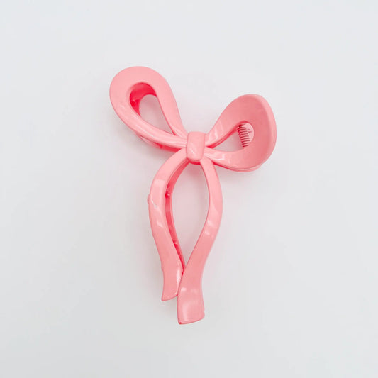 Chic pink bow shaped hair claw clip