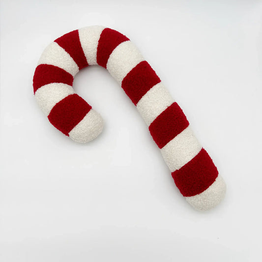 Festive candy cane decorative pillow for holiday cheer