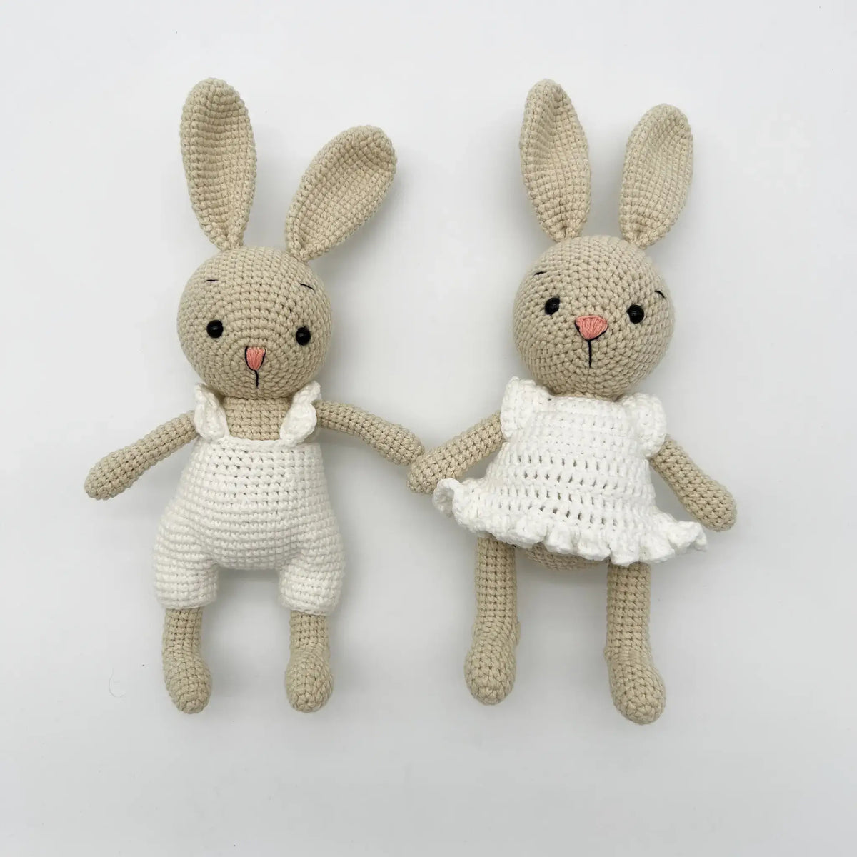 Soft crochet bunny duo for cuddling