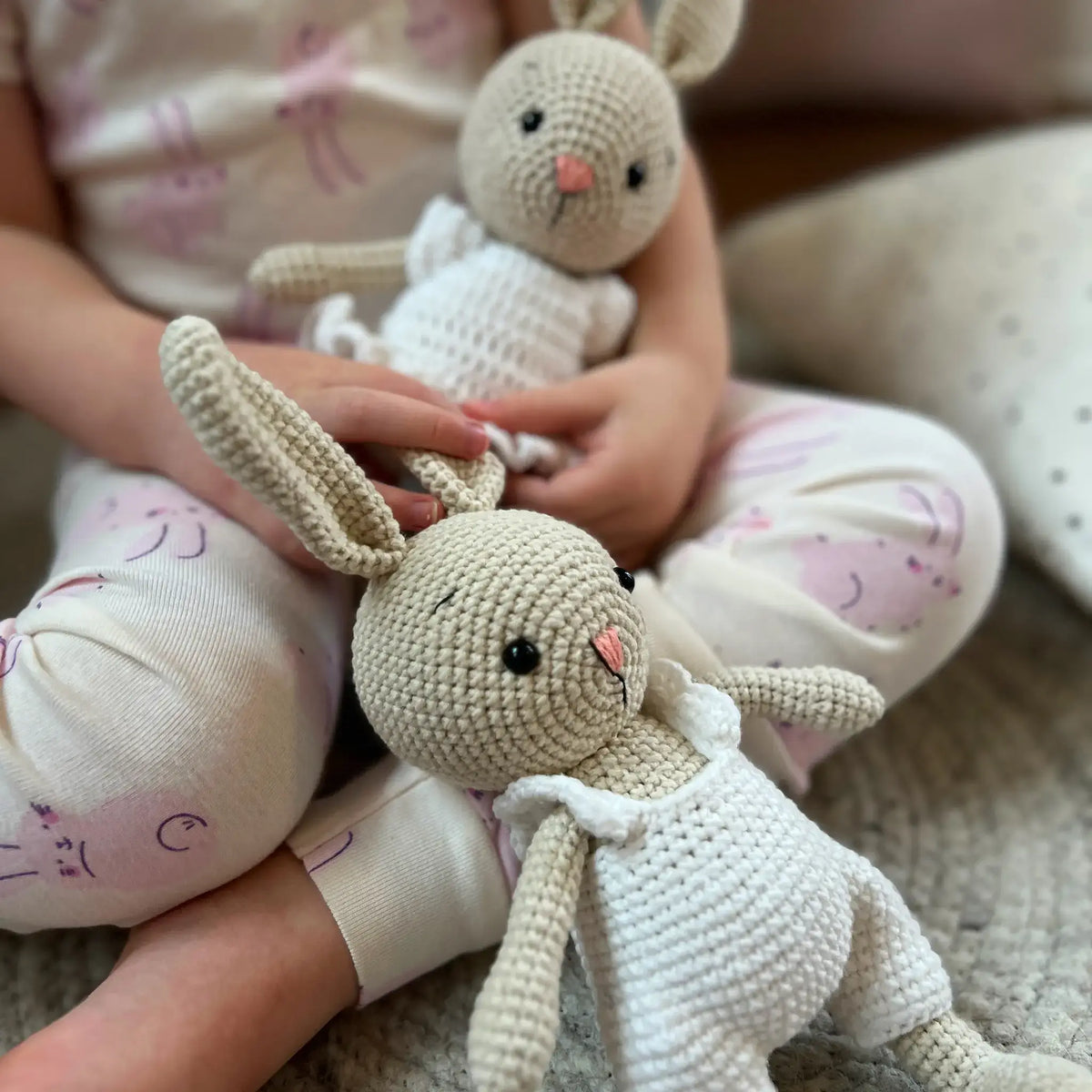 Charming crochet bunny pair for playtime