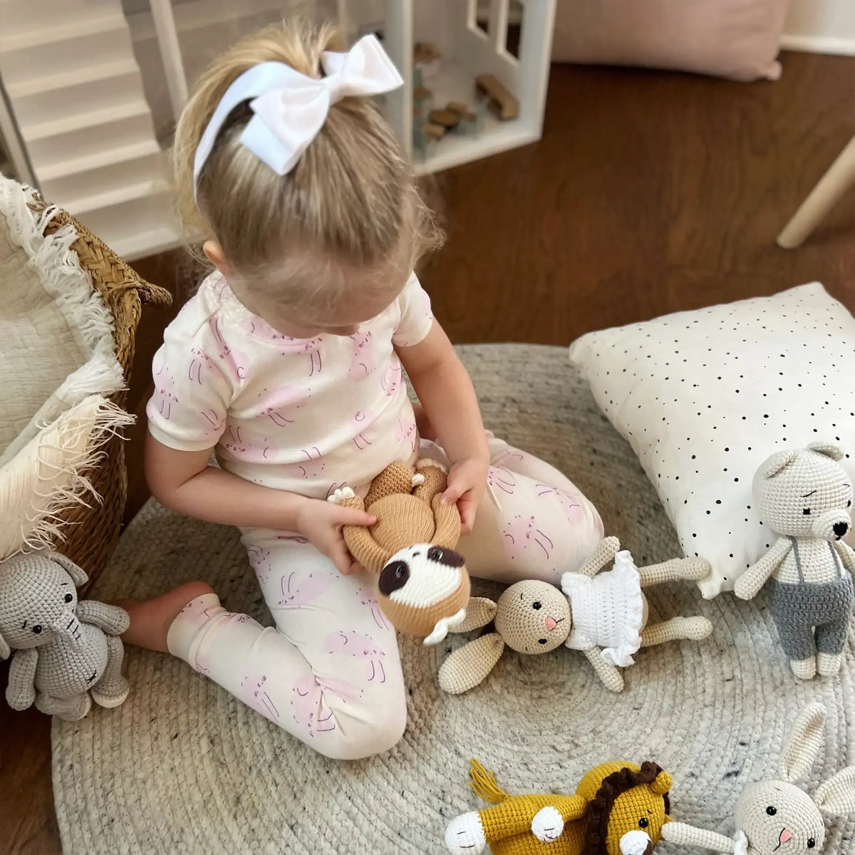 Whimsical crochet sloth perfect for imaginative play