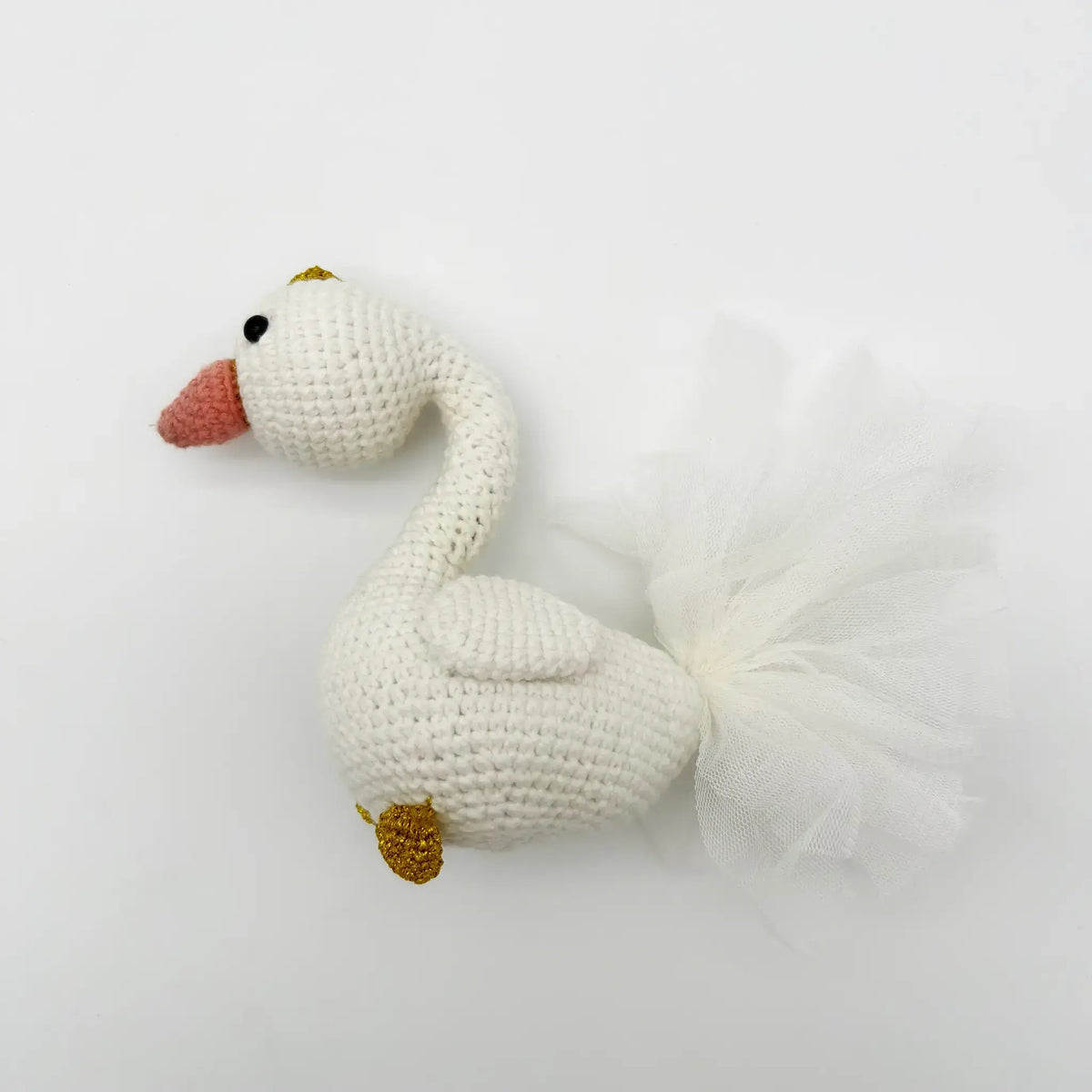 Soft and fuzzy crochet swan for little ones to cherish