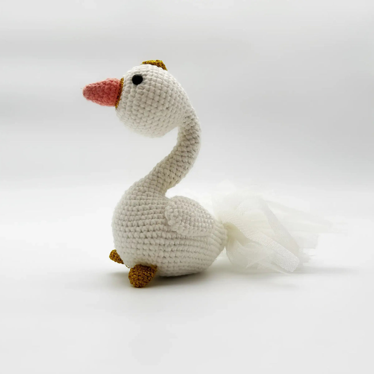 Crocheted swan stuffed animal for endless play