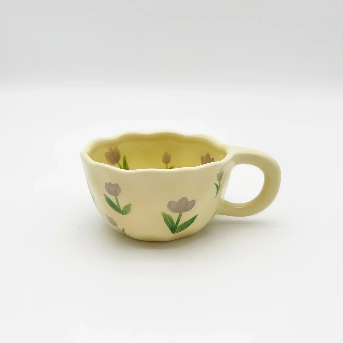 Playful ceramic tulip mug for any beverage