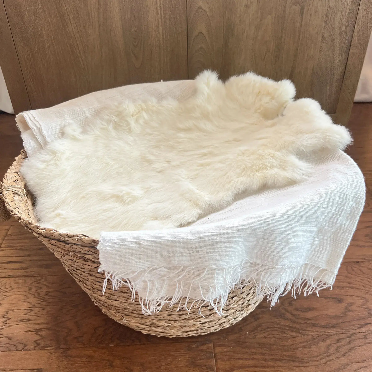 Snug rabbit fur prop for capturing precious moments