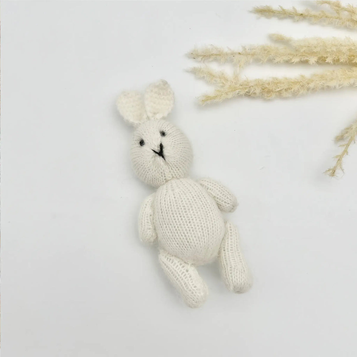 Adorable white color petite mohair bunny, handcrafted for charm