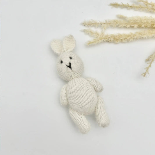 Adorable white color petite mohair bunny, handcrafted for charm