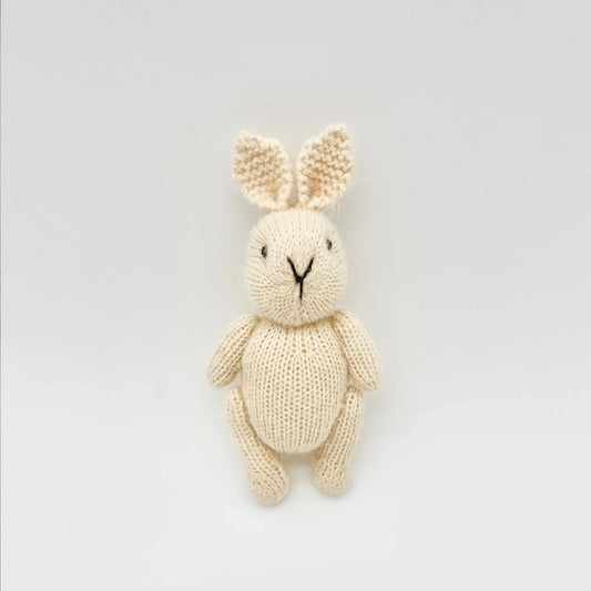 Adorable petite bunny crafted from natural colored mohair