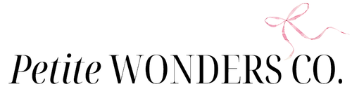 Petite Wonders Co logo with pink bow