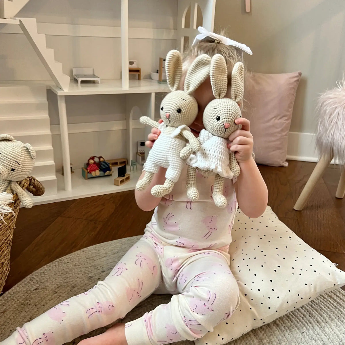 Soft and cuddly crochet bunny set