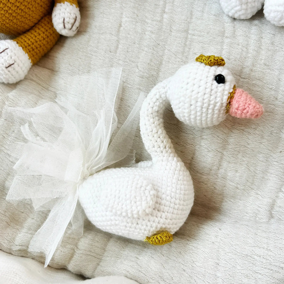 Handmade swan plushie, a charming addition to any nursery